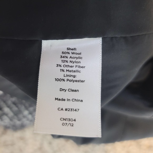 Talbots Womens Black White Wool Blend Tweed Lined Coat Jacket #231 - Picture 7 of 9